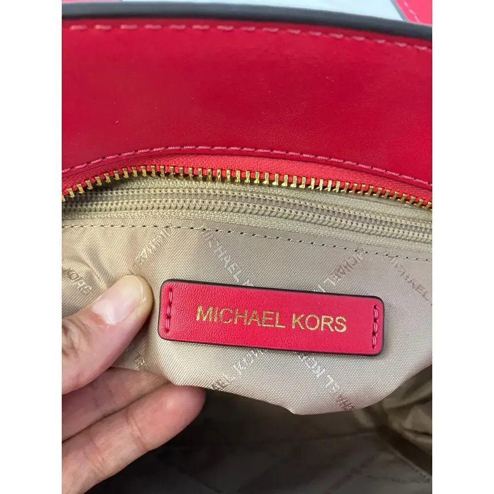 MICHAEL KORS WATERMELON COLOR PEBBLED LEATHER CROSSBODYBAG